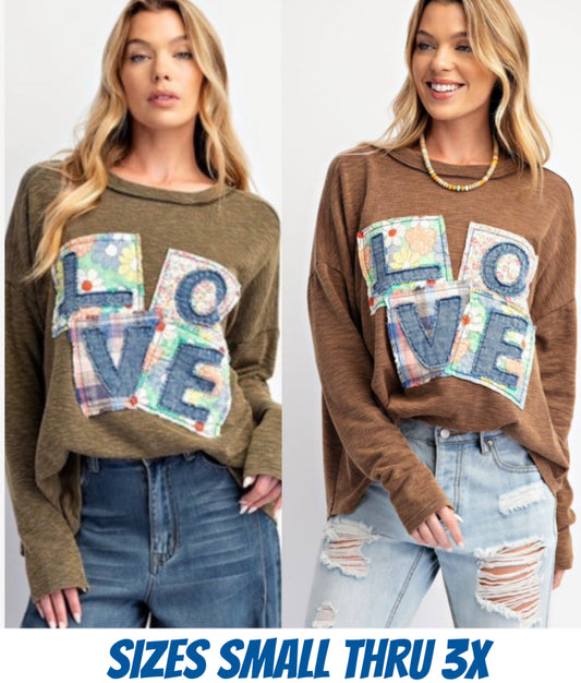 LOVE patch top (also available in plus size)