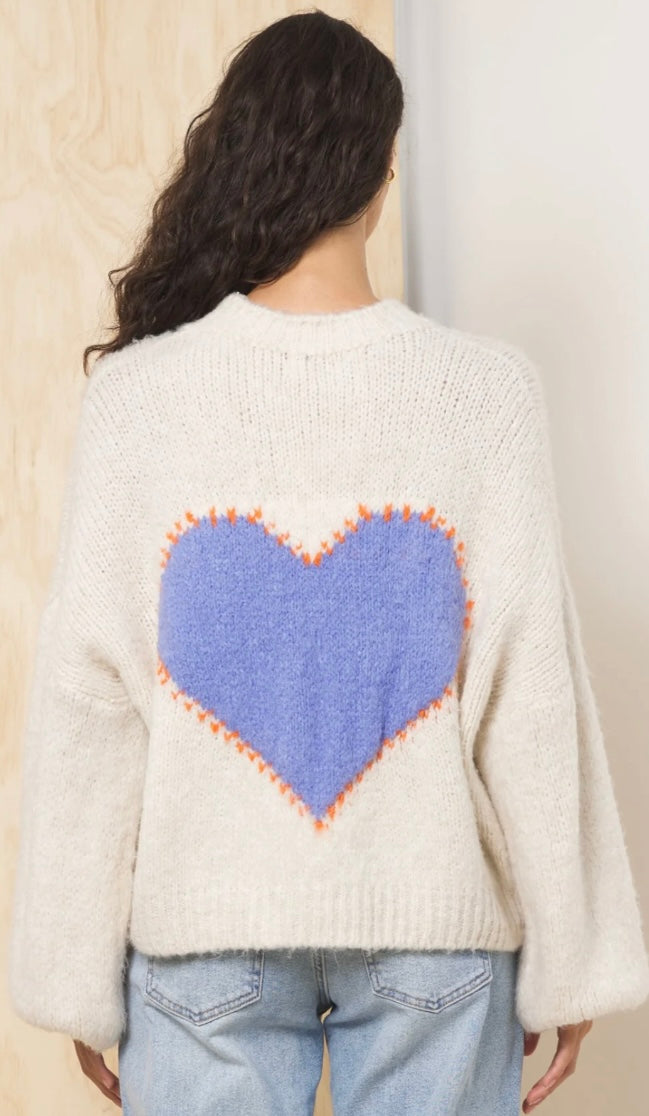 Vintage Havana cream sweater with heart on front and back
