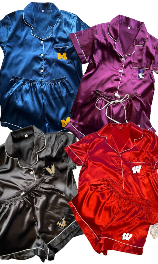 Custom satin pajama set (ALL schools are available to order, 2 design options) GREAT GRAD GIFT!