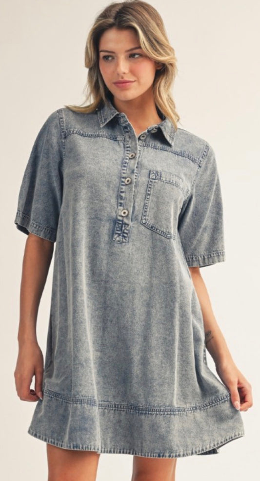 Denim short sleeve dress