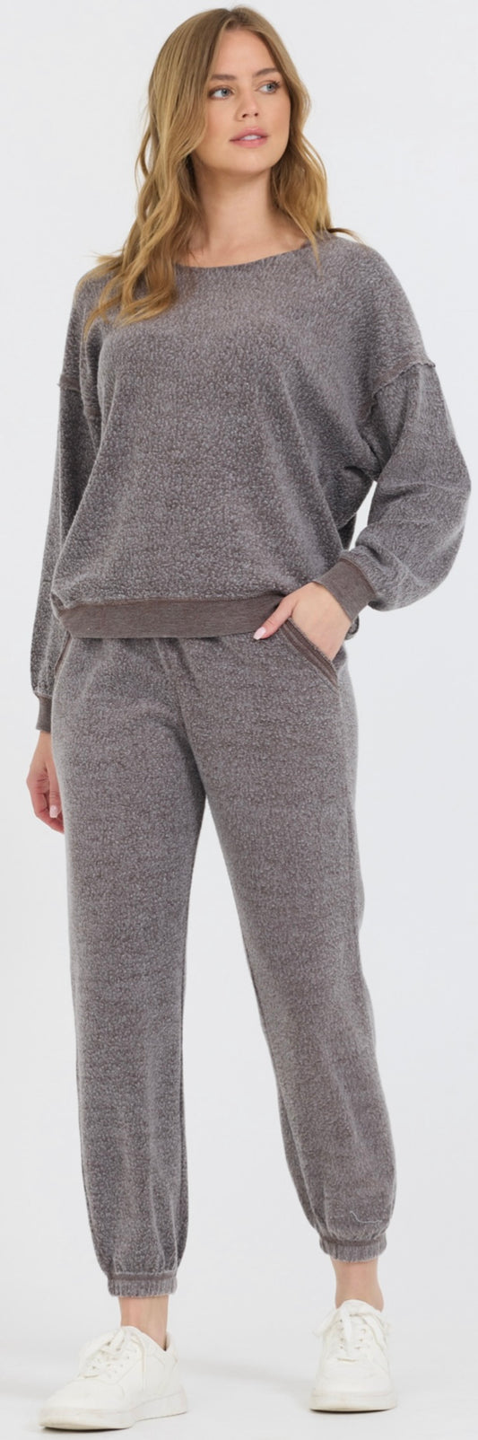 Vintage Havana chocolate reverse fleece joggers and crew neck sweatshirt (sold separately)