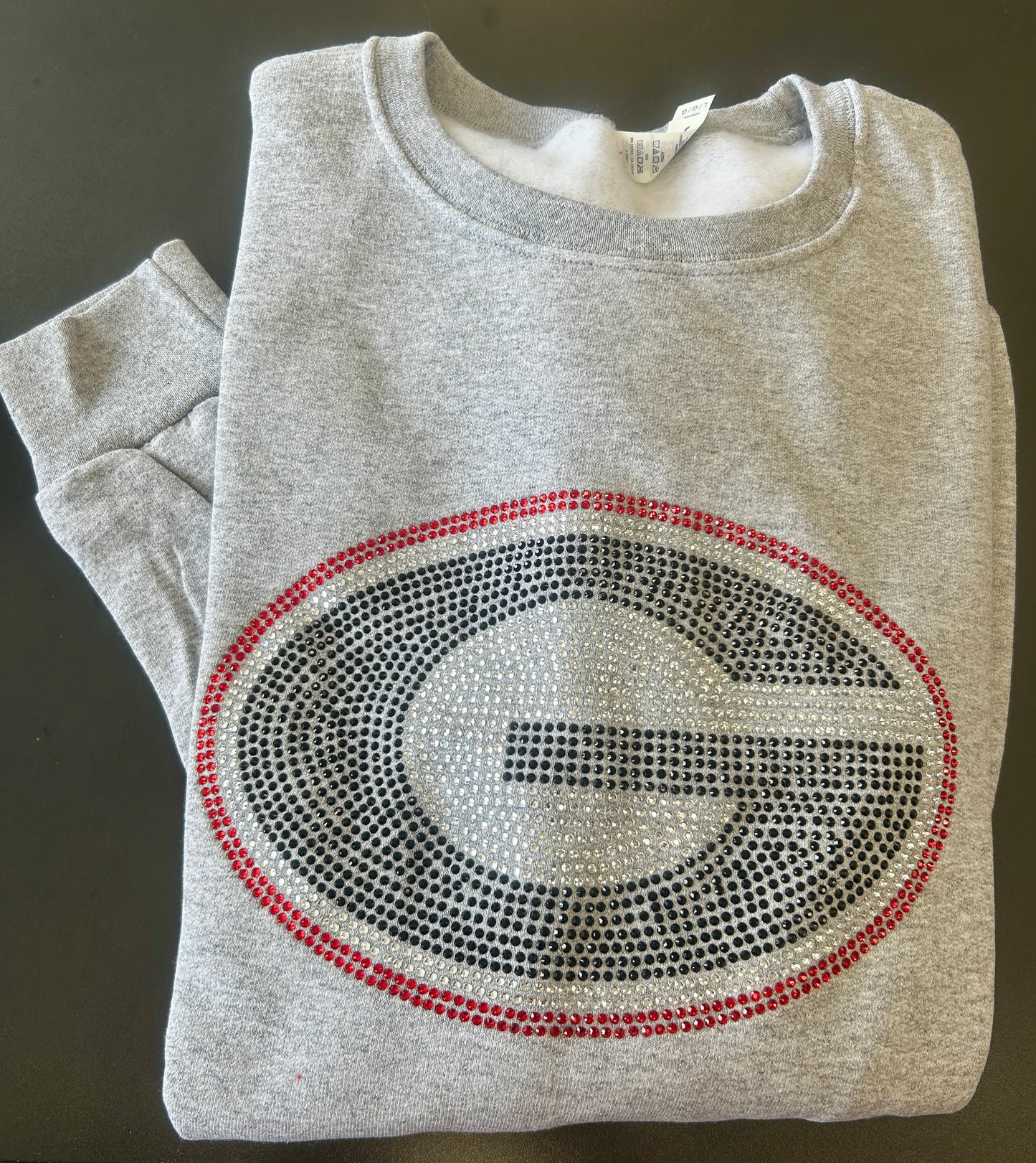In stock & Custom bling sweatshirt (Most schools available to order, see pic 2 for options & available up to 3X)