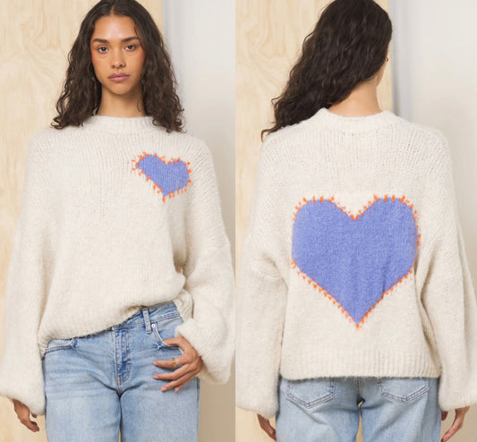 Vintage Havana cream sweater with heart on front and back