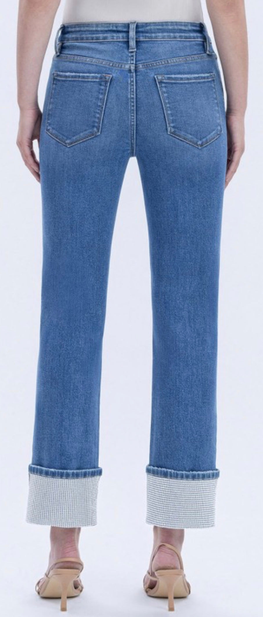 Flying Monkey stretch jeans with rhinestone cuffs (see pic 2 for closer look)