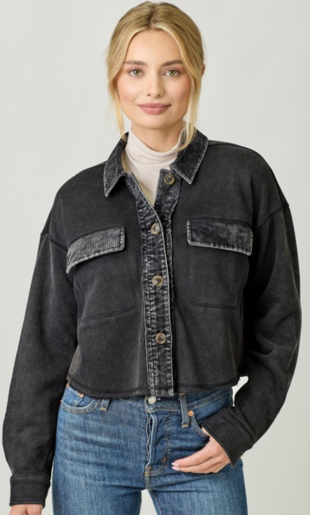 Black mineral wash soft jacket