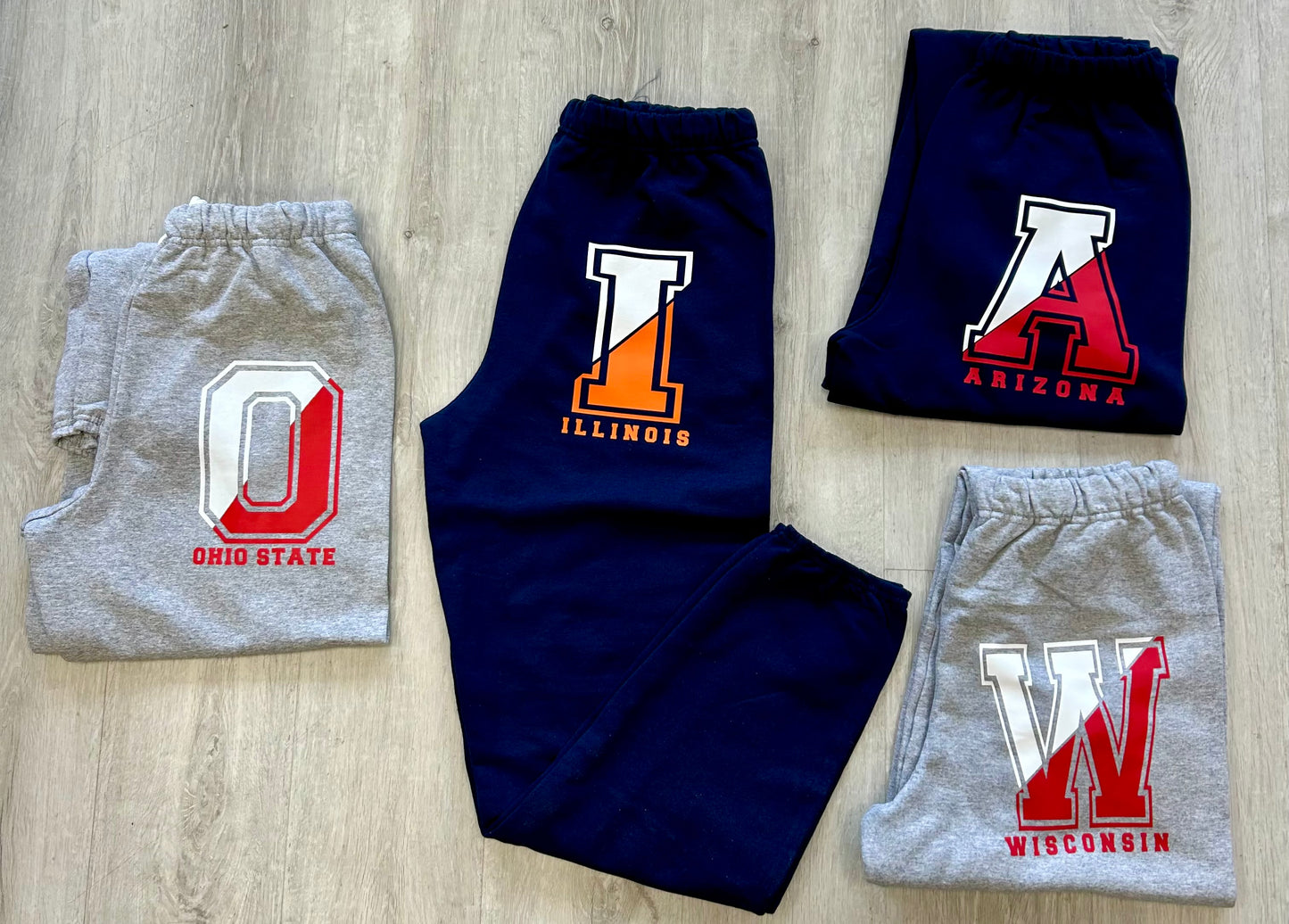 Custom sweatpants with big initial (available for ANY school)