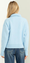 Load image into Gallery viewer, Sky blue half zip soft knit sweater
