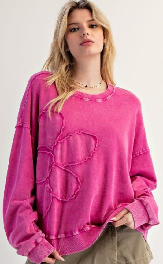 Magenta tonal daisy sweatshirt