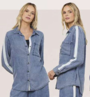 Vintage Havana tencel denim blouse with stripes