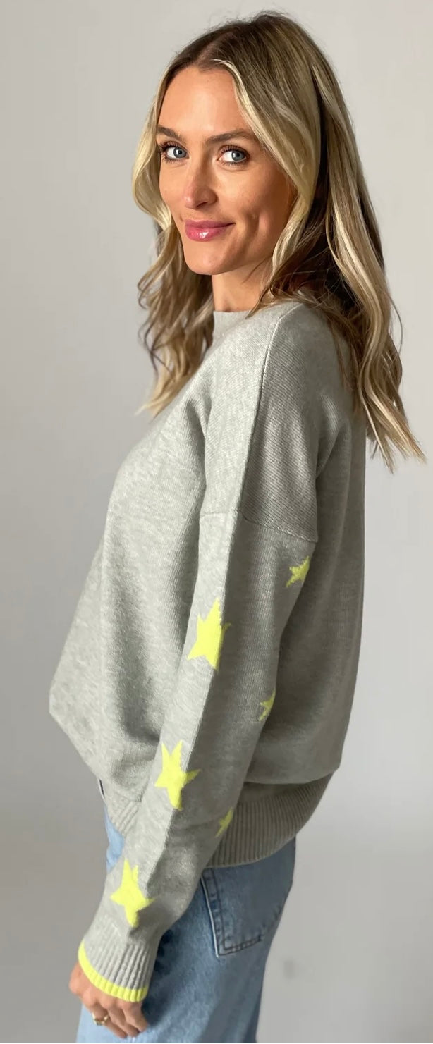 Six Fifty Grey with yellow stars Tatum sweater