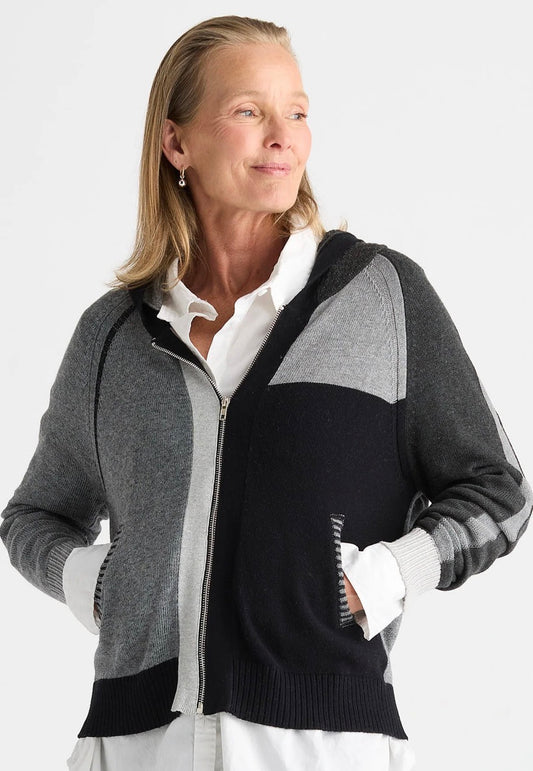 Zaket & Plover Plaited zip hoodie in black
