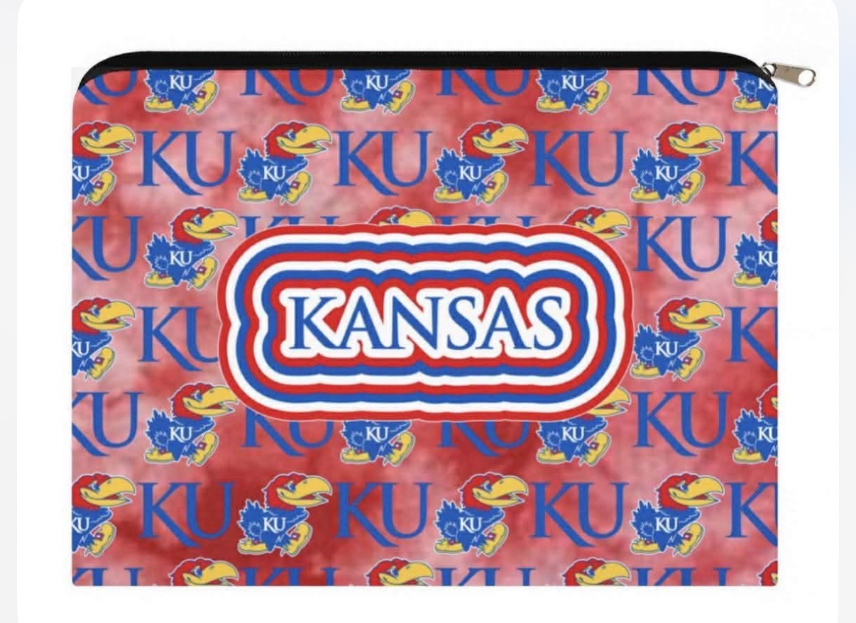 IN STOCK NOW! College zip canvas pouches, GREAT FOR GIFTS!