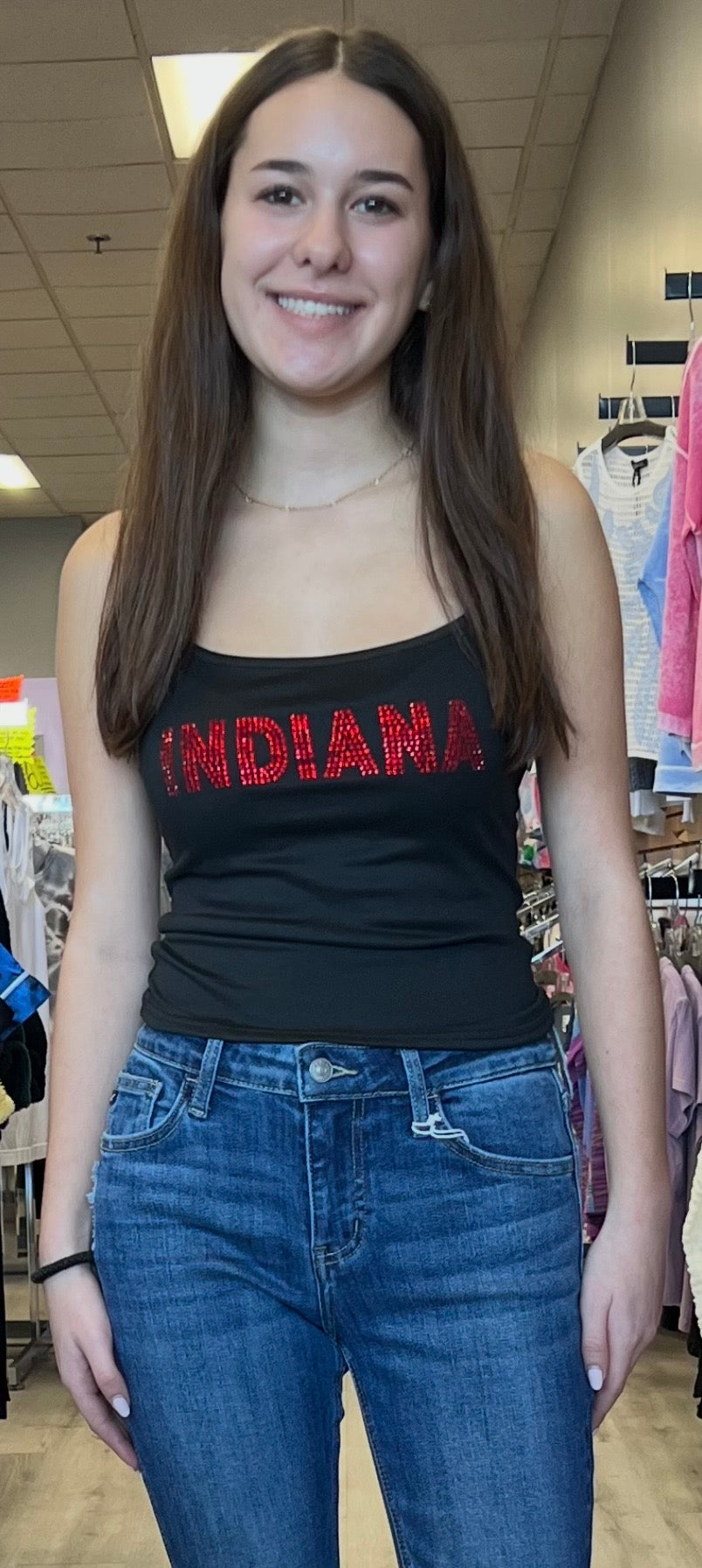 Custom order & in stock bling cami with adjustable straps (see pic 2 for available schools)