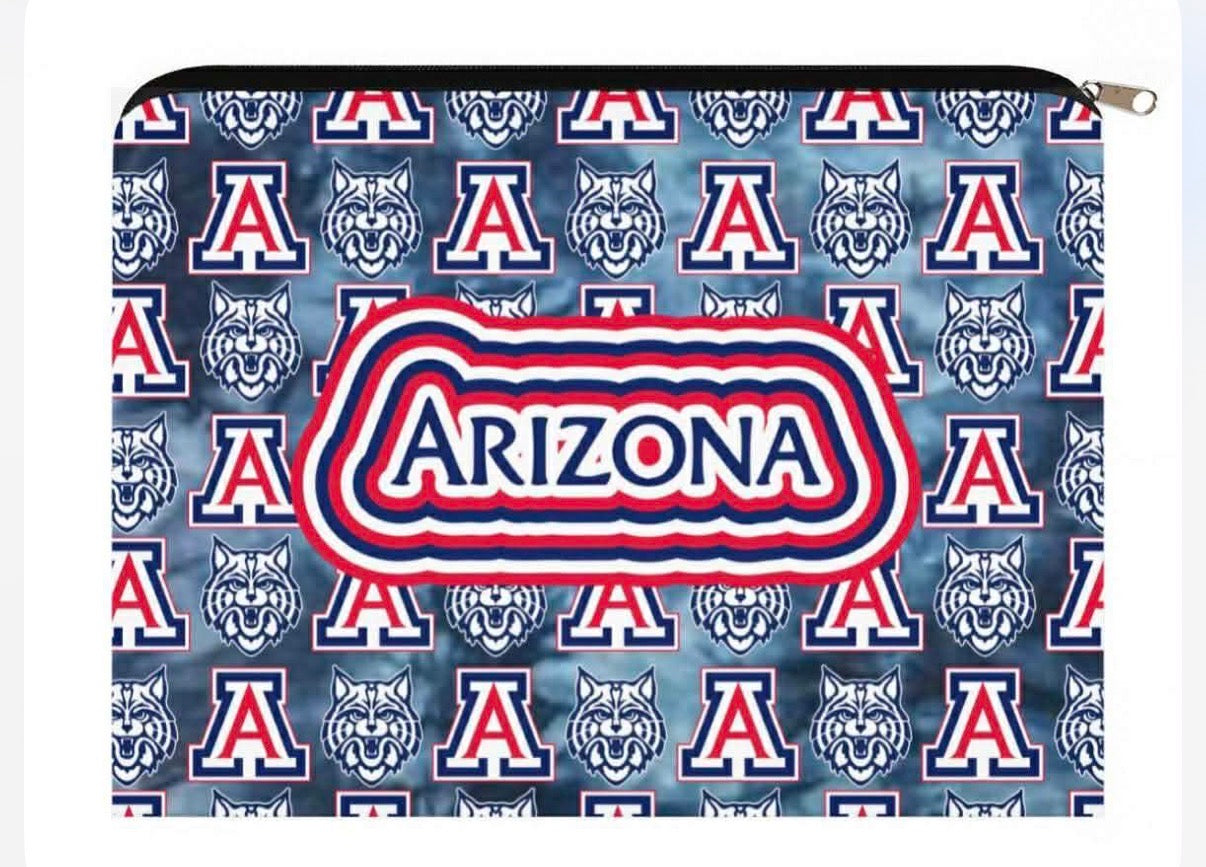 IN STOCK NOW! College zip canvas pouches, GREAT FOR GIFTS!