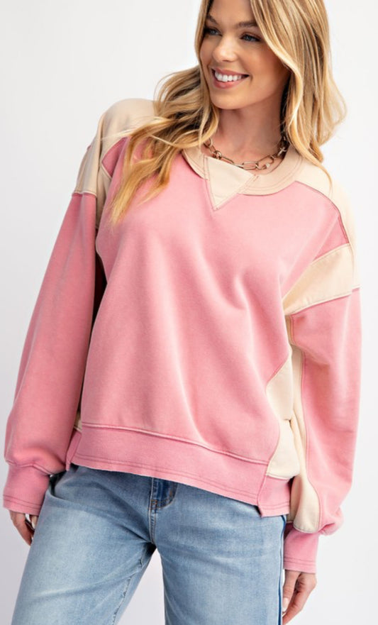 Pink and white comfy sweatshirt