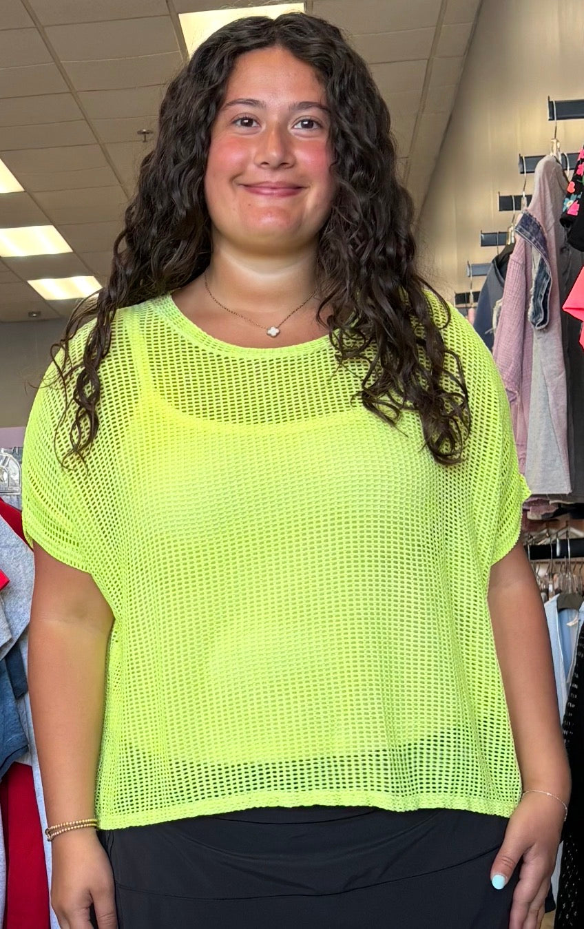 Neon yellow crochet top