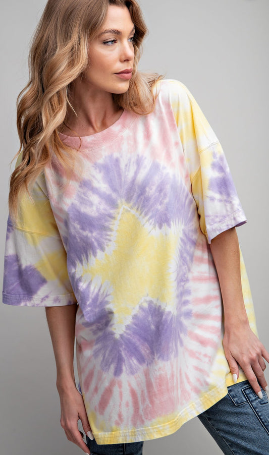 Tie dye oversized tee with star