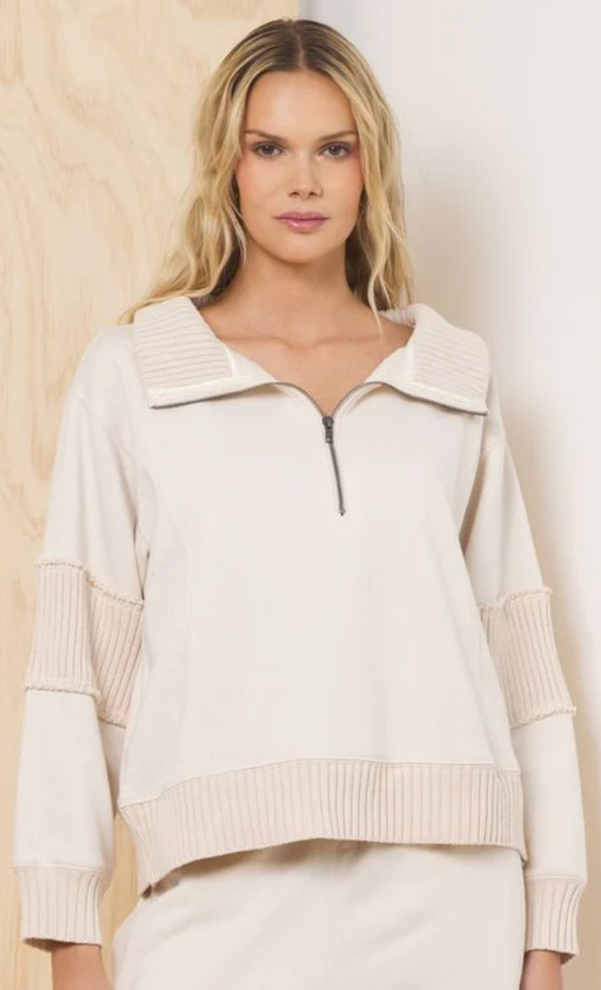 Vintage Havana bone quarter zip soft fleece