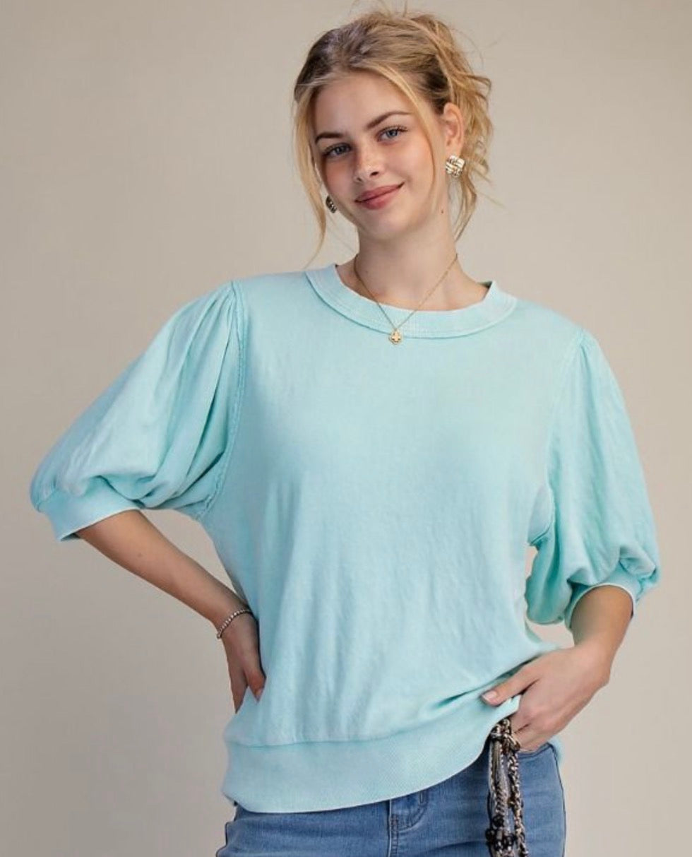Aqua soft jersey puff sleeve top
