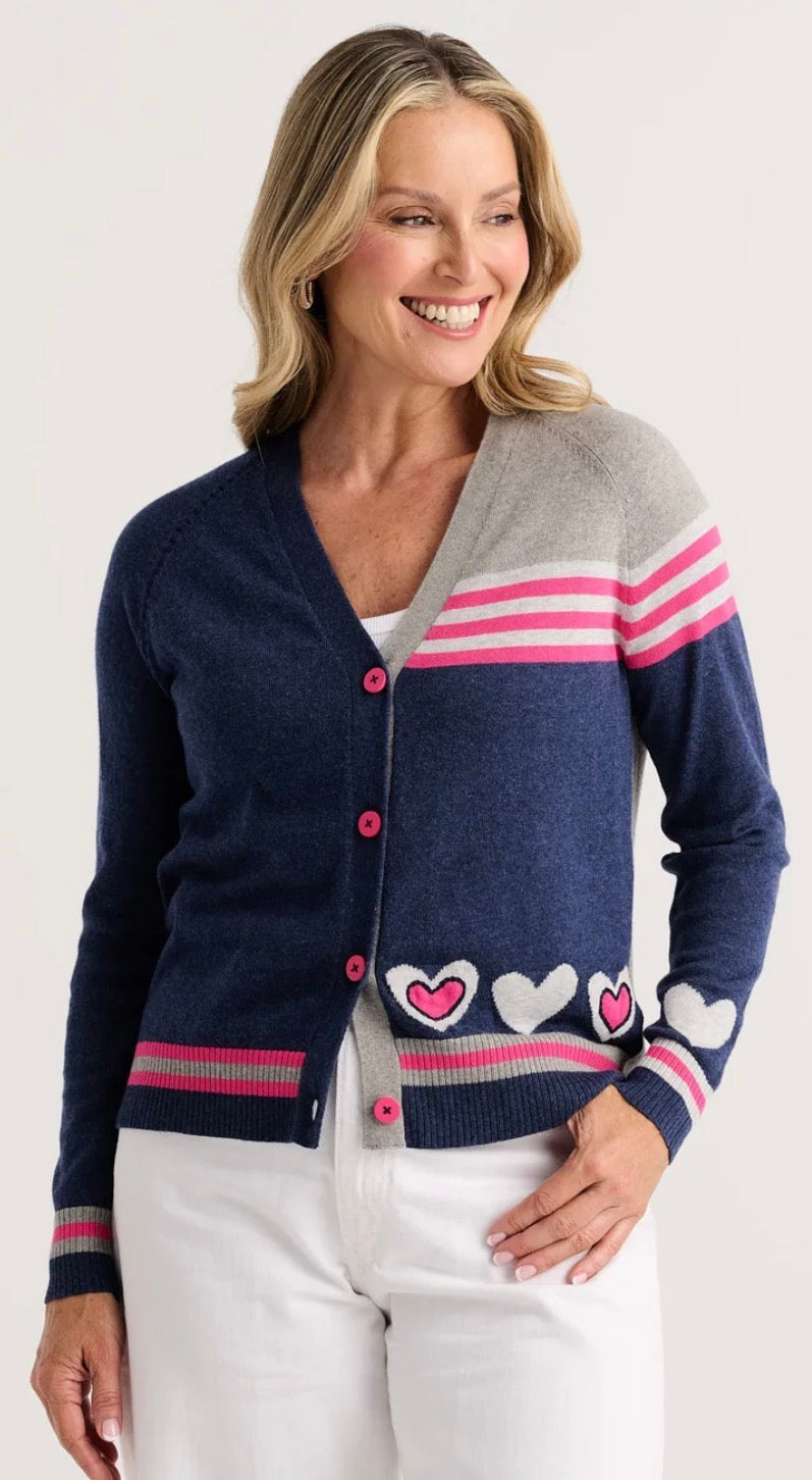 PREORDER NOW, Arriving Thursday…Zaket & Plover hearts cardigan in Denim