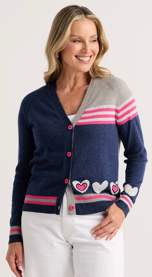 Zaket & Plover hearts cardigan in Denim