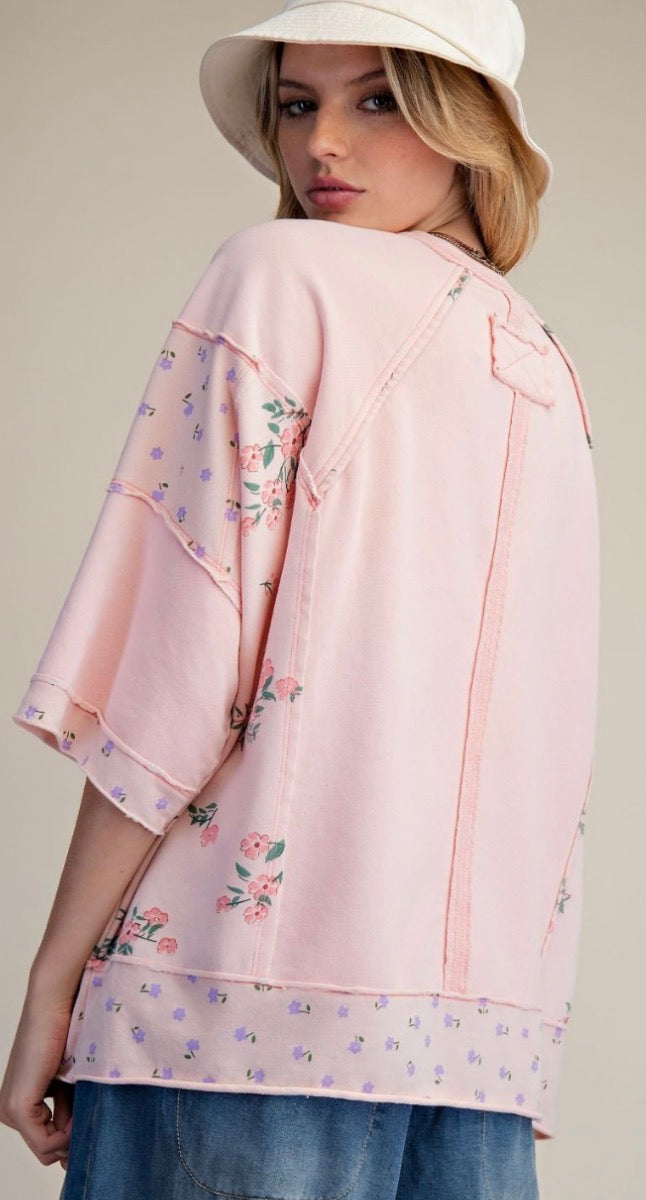 Pink floral sides loose fit top