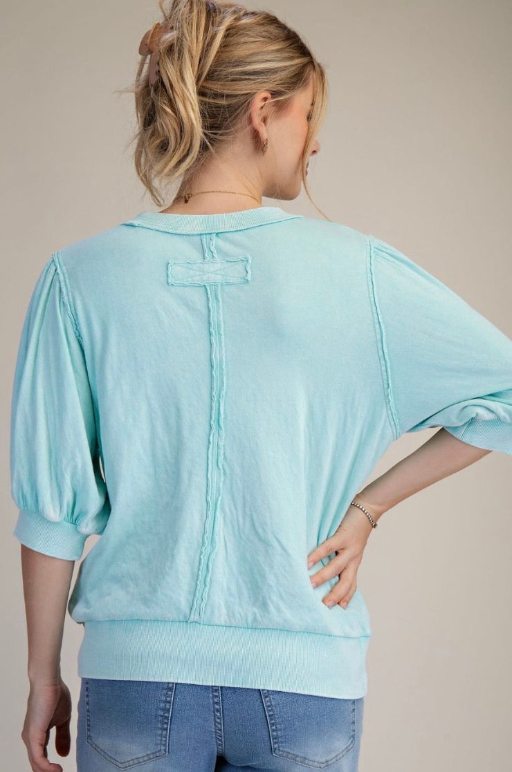 Aqua soft jersey puff sleeve top