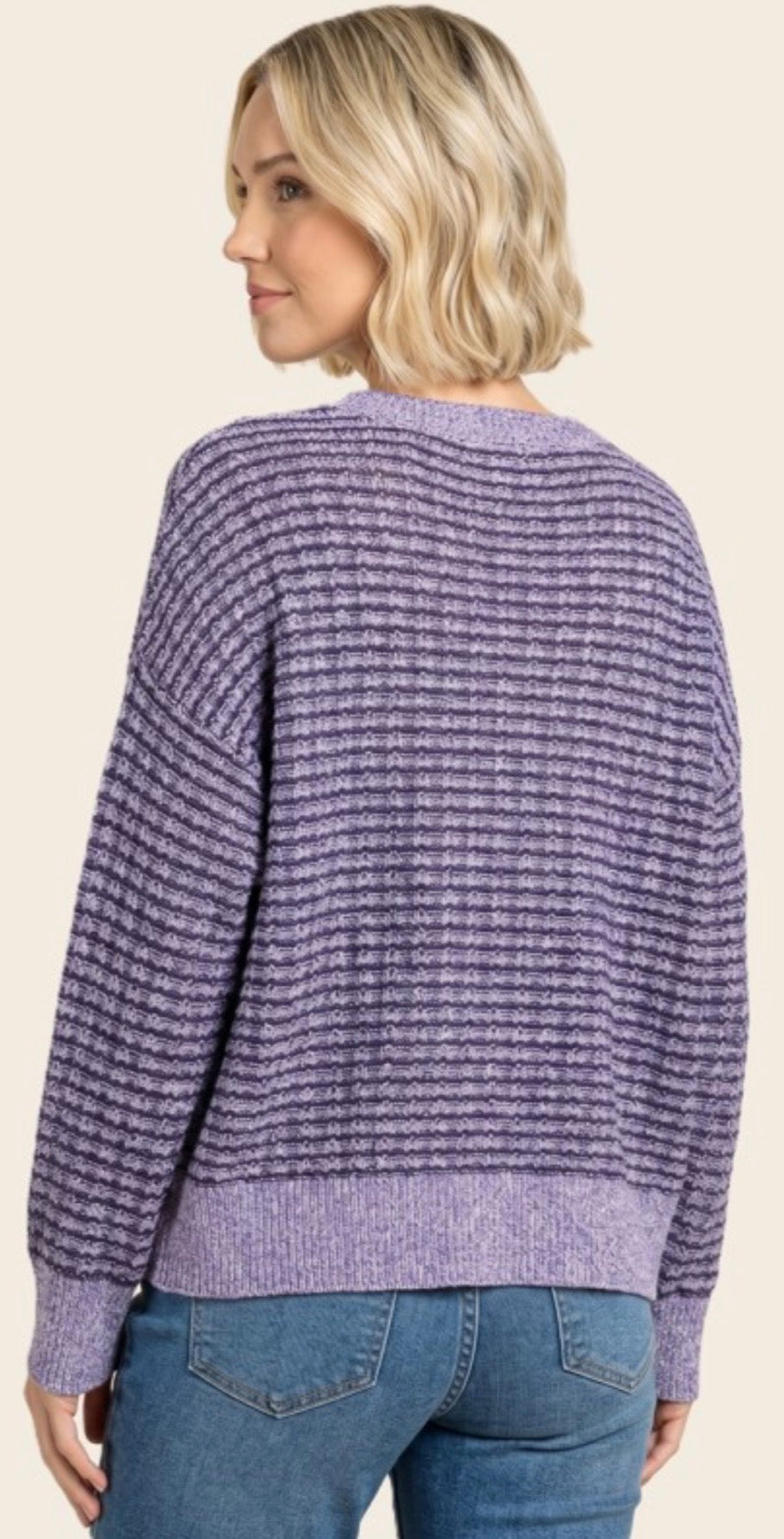 PREORDER NOW, Arriving Wednesday…Purple textured soft knit top