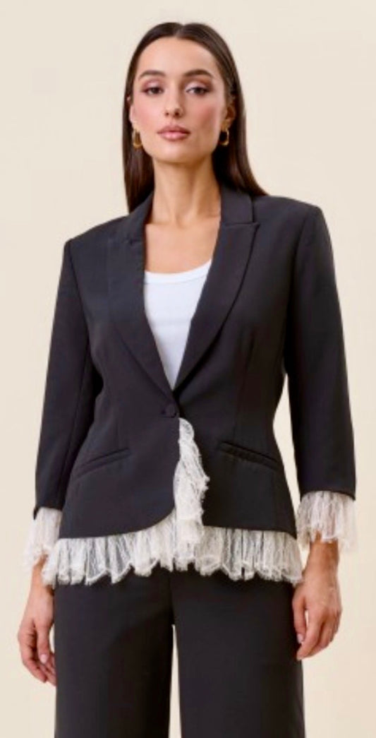 Black blazer with lace inserts