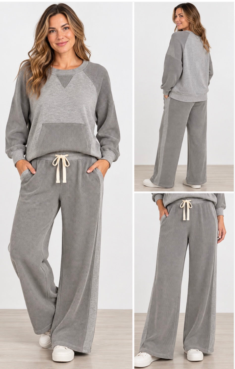 Heather grey waffle knit set (sold separately)