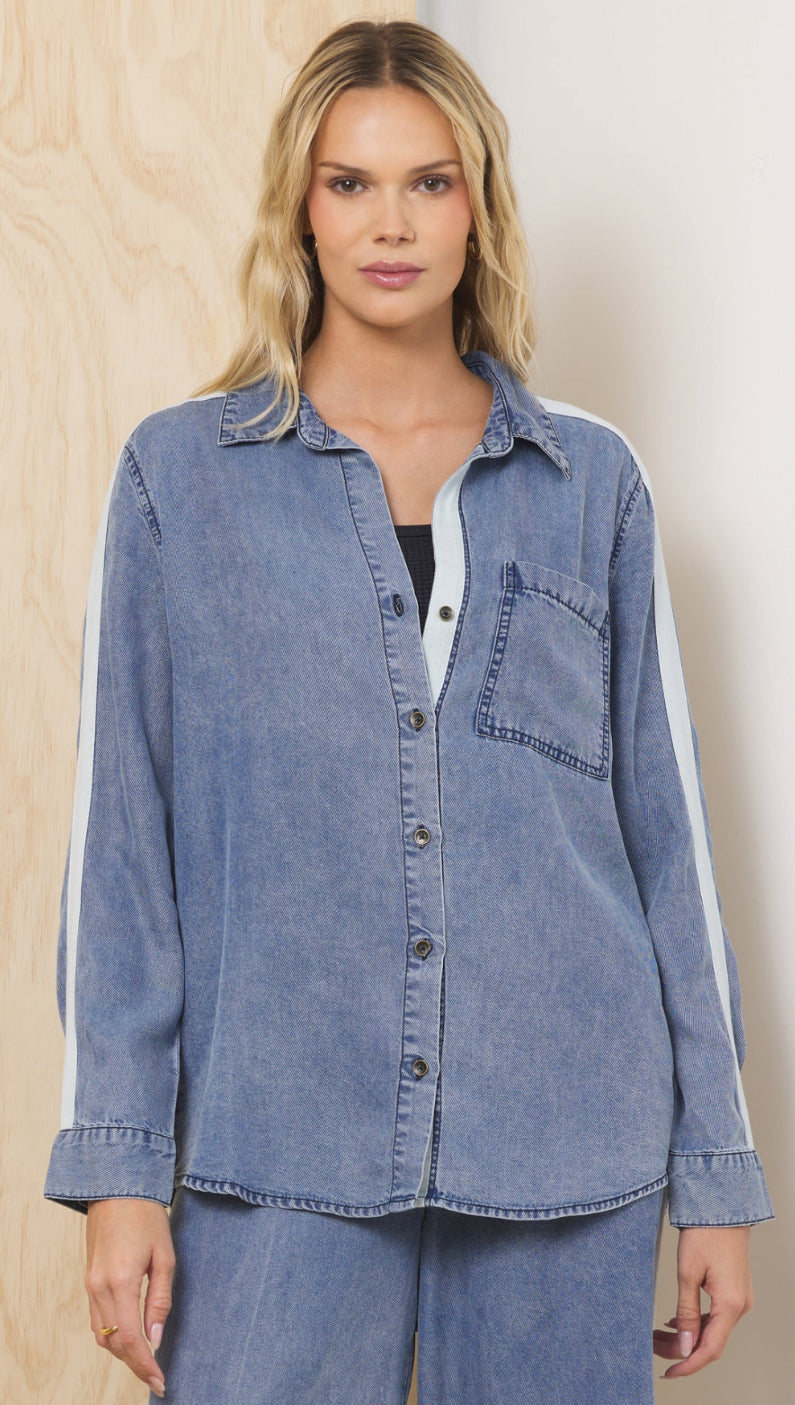 Vintage Havana tencel denim blouse with stripes