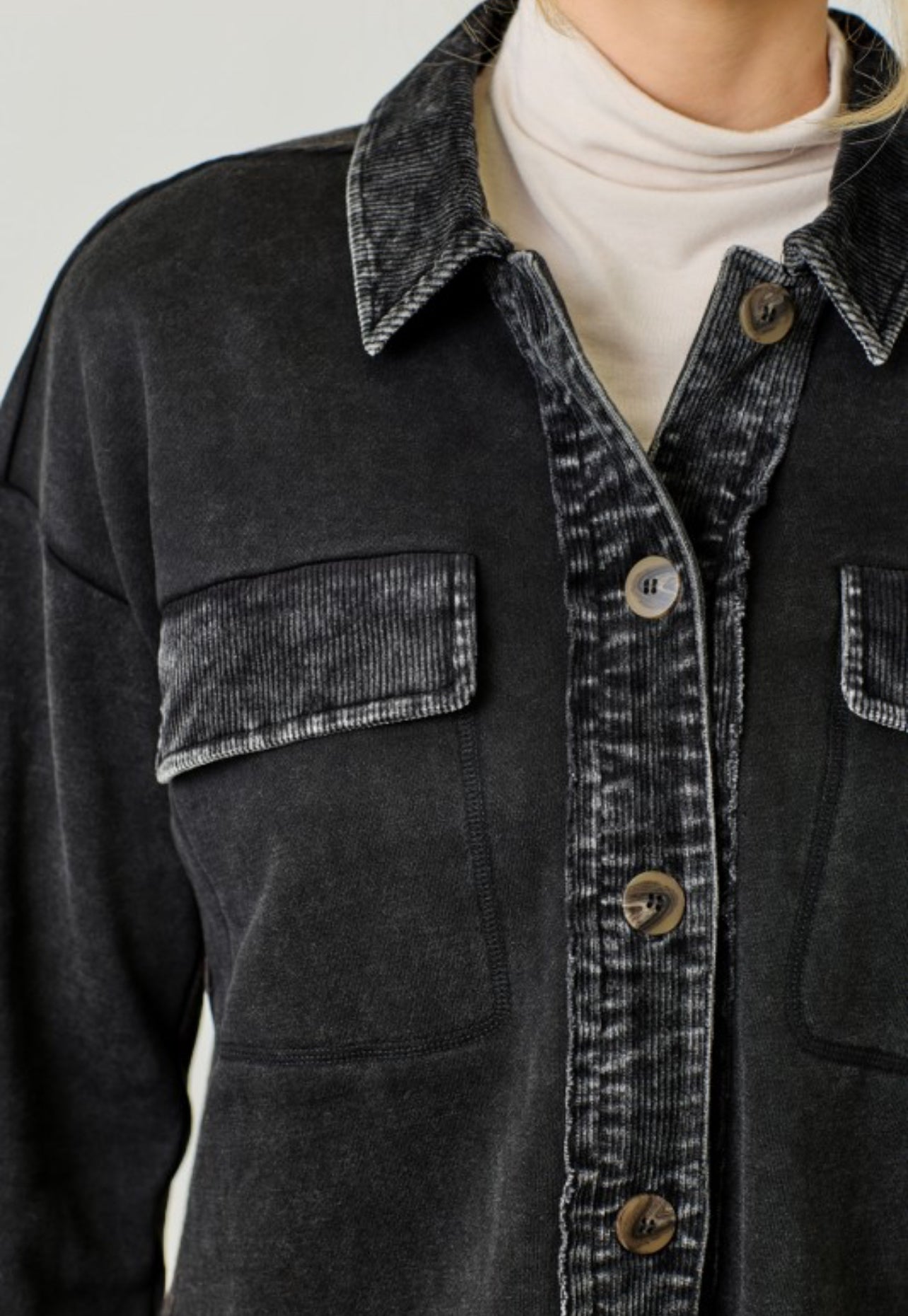Black mineral wash soft jacket