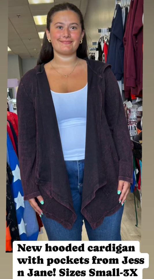 HOT ITEM: Jess & Jane open cardigan with hood and pockets (other colors available, see pics)