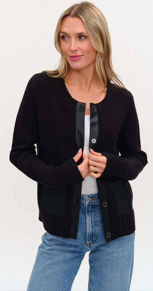 Six Fifty Natalia cardigan with leather trim