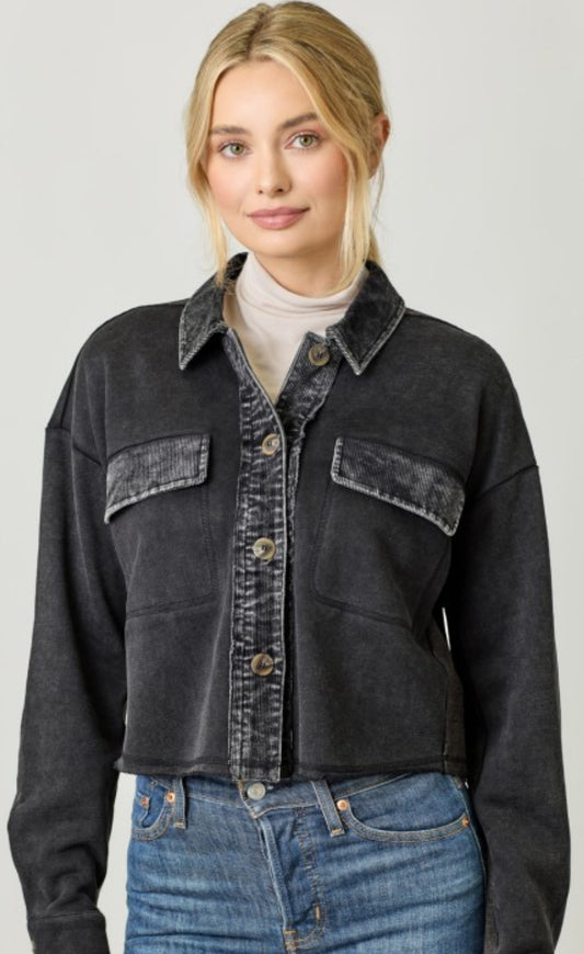 Black mineral wash soft jacket