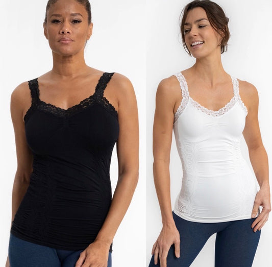 Stretch tanks with lace