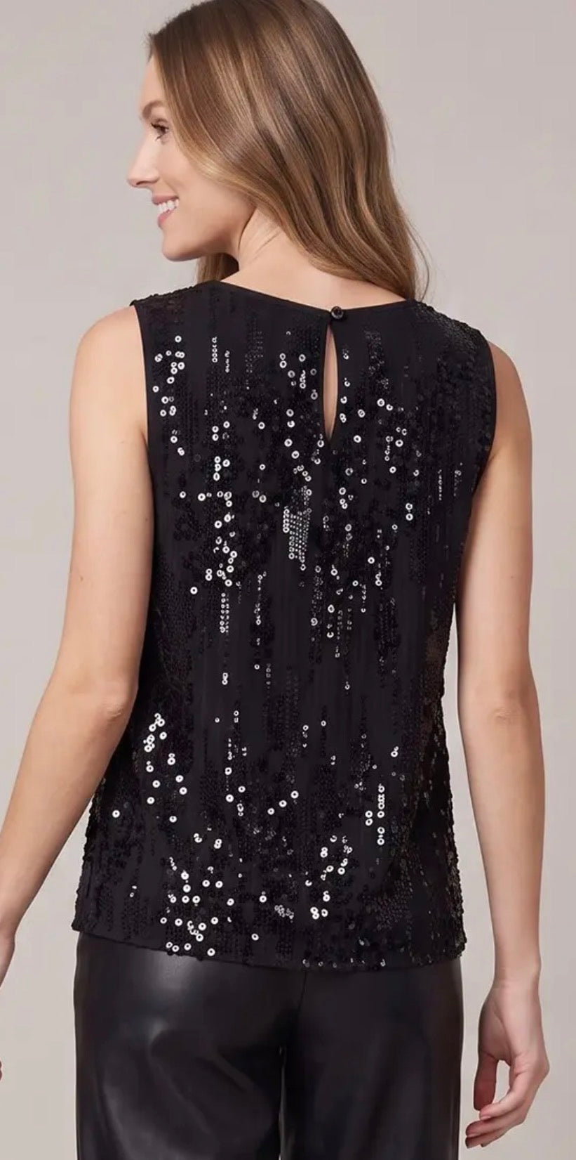 PREORDER NOW, Arriving Friday…Black sequin tank top
