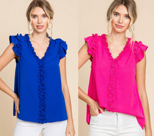 Soft poly ruffle tanks (2 colors)