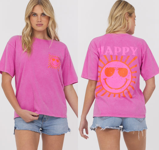 PREORDER NOW, Arriving next week...Vintage Havana pink Happy tee