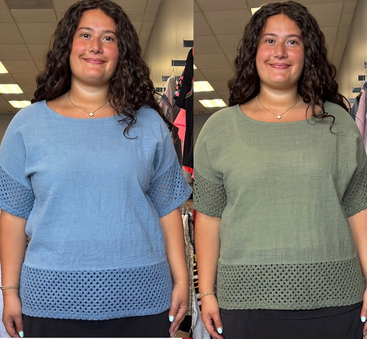 Linen tops with net sleeves and bottom