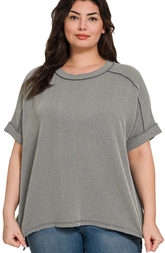 BEST SELLER! Relaxed fit rib knit top (also available in PLUS SIZE)