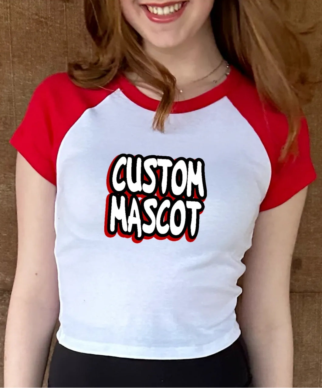 Custom hand drawn cropped baseball tee (order for ANY school or camp)