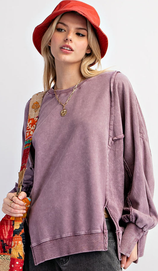 Lilac oversized sweatshirt with gauze inserts