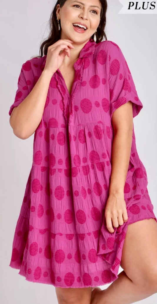 Plus size pink dot dress