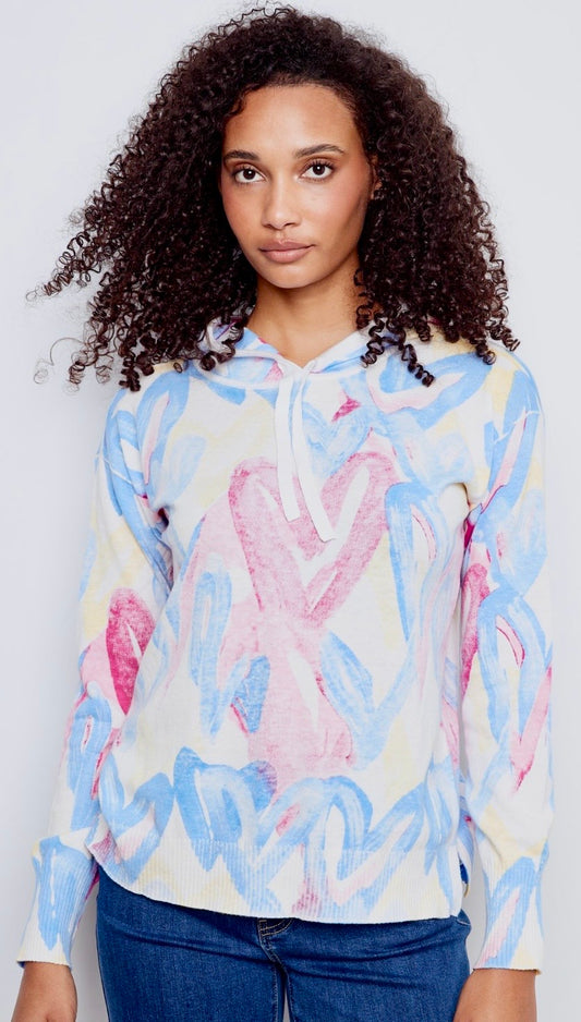 PREORDER NOW, Arriving Tuesday…Charlie B graffiti hearts lightweight hooded sweater
