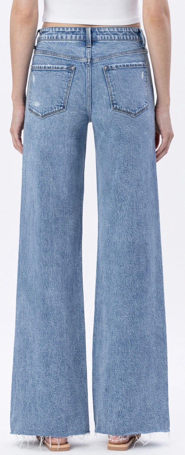 PREORDER NOW, Arriving Friday…Flying Monkey high rise wide jeans with raw hem and stretch