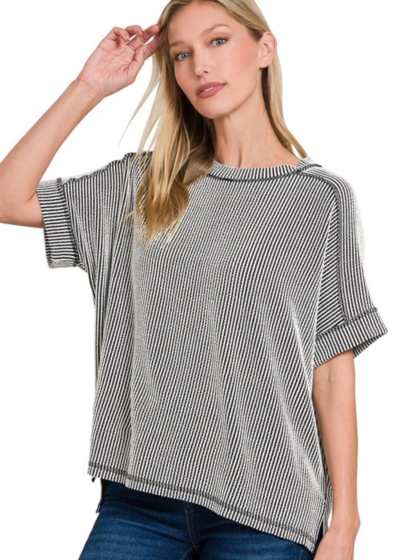 Ribbed relaxed fit top, BEST SELLER EVERY YEAR! Also available in PLUS SIZE