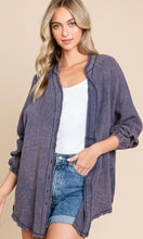 Load image into Gallery viewer, Blue grey mineral wash gauze button down blouse
