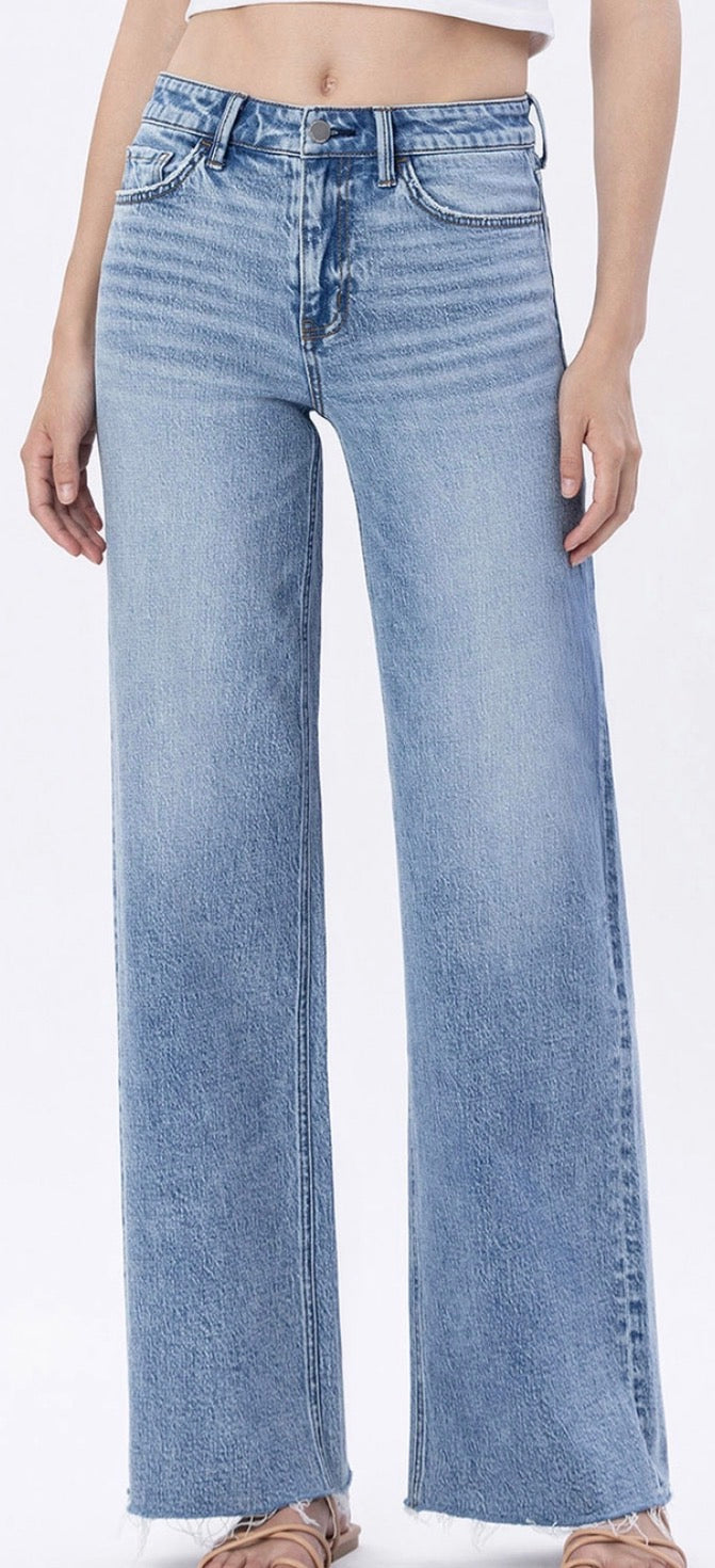 PREORDER NOW, Arriving Friday…Flying Monkey high rise wide jeans with raw hem and stretch