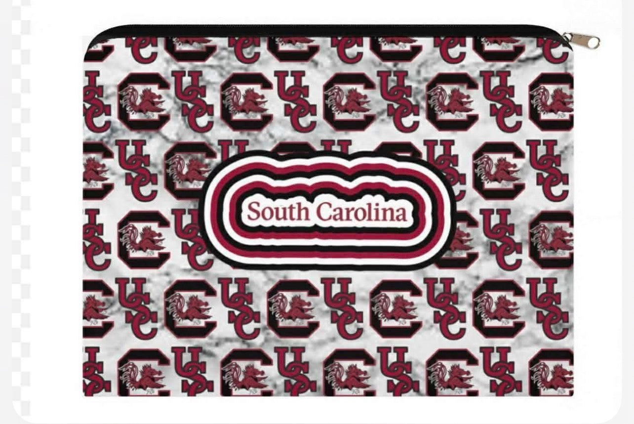 IN STOCK NOW! College zip canvas pouches, GREAT FOR GIFTS!